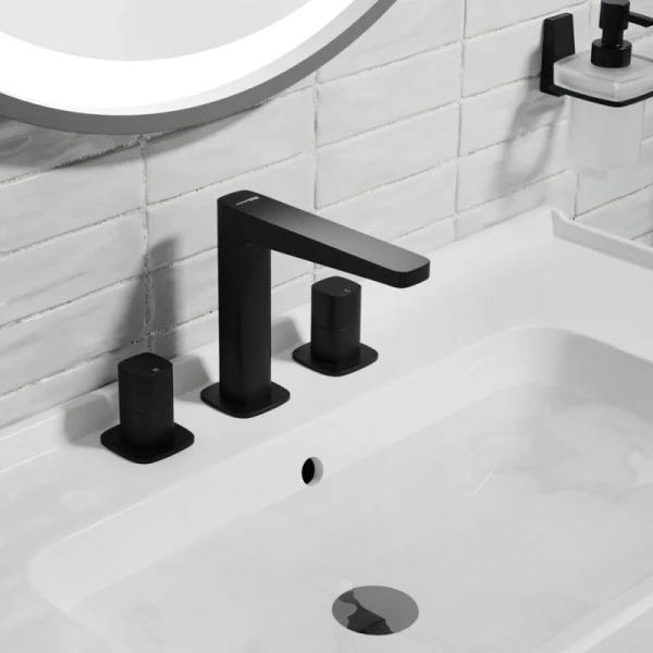 Смеситель для раковины WasserKRAFT Nuthe черный матовый 9135 (детальная фотография), современные, hi-tech