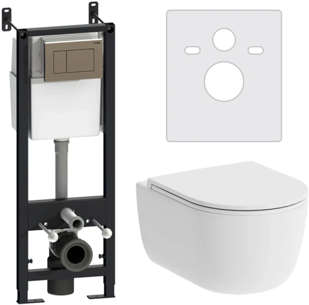 Унитаз с инсталляцией Damixa Sirius с клавишей глянцевый хром DX86.IS10151.1700 (детальная фотография)