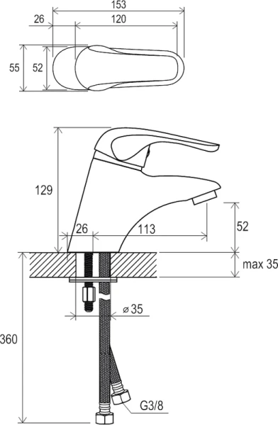 Смеситель для раковины без донного клапана Ravak Rosa RS 012.00 X070022 (детальная фотография), хром