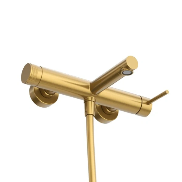 Смеситель для ванны Cezares Relax брашированное золото RELAX-VD-BORO (детальная фотография), из нержавеющей стали, округлая форма