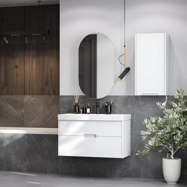 Тумба под раковину подвесная Акватон Оливия 90 см белая матовая 1A254401OL010 (детальная фотография), современная, hi-tech