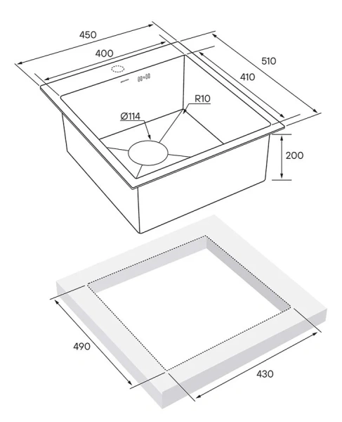 Мойка для кухни Paulmark Favor 45 см нержавеющая сталь PM214551-BS (детальная фотография), врезные