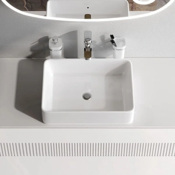 Раковина Am.Pm Func 50 см прямоугольная M8FWCC10500WG (детальная фотография), в форме чаши, прямоугольной формы