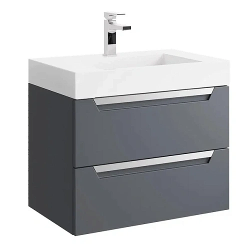 Тумба под раковину подвесная Aqwella Cube 70 см серая - фото 2