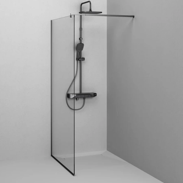 Душевая перегородка Am.Pm Func 100 см профиль черный W84WI-100-F1-BTE (детальная фотография), 100 см