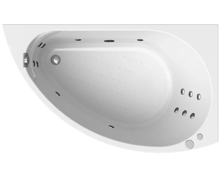 Ванна гидромассажная акриловая Vannesa Massage Бергамо левая/правая, 168 х 100 см, система актив хром 2-77-2-1-0-215 (детальная фотография), акриловые