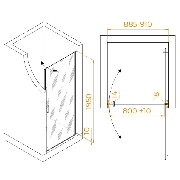 Душевая дверь в нишу RGW Leipzig LE-003Gr 90 см профиль серый, стекло прозрачное 351200309-110 (детальная фотография), современные, hi-tech