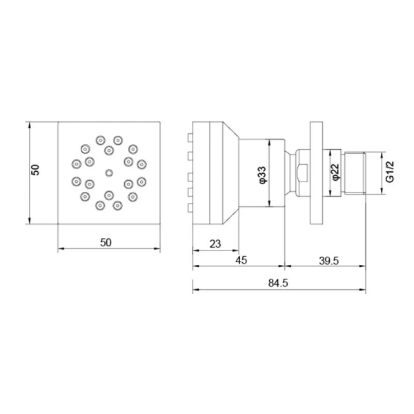 Душевая форсунка Акватек боковая черная матовая AQ2098MB (детальная фотография), форсунки для душа