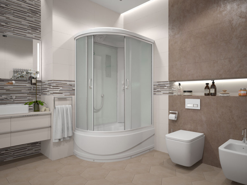 Душевая кабина Erlit Comfort 120x80 см стекло матовое ER3512TPR-C3-RUS (детальная фотография), асимметричные