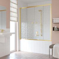 Душевая шторка на ванную профиль золотой стекло ретро Vegas-glass