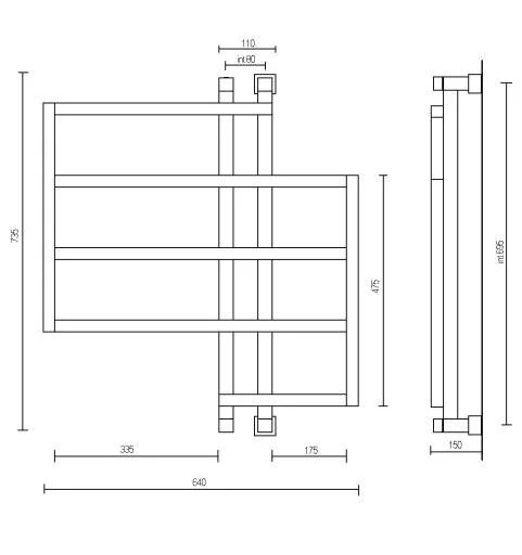 Полотенцесушитель водяной Boheme Venturo 55x80 см хром 720-CR (детальная фотография), современные, hi-tech