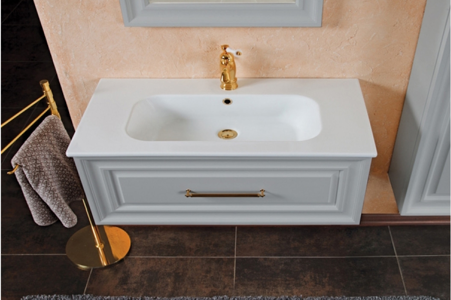 Тумба под раковину, цвет серый шелк матовый, фурнитура золото, La Beaute Cornelia BCO100GRO.OR (детальная фотография) index_1