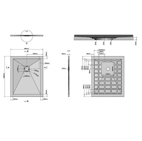 Душевой поддон Grossman Strong 100x80 см графит GR-S280100Q (детальная фотография), недорогие