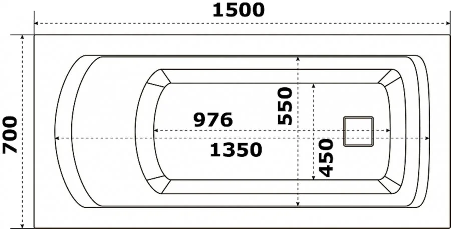Ванна акриловая Bas Аякс В 00127, 150 х 70 см, белый (детальная фотография), современныe, hi-tech