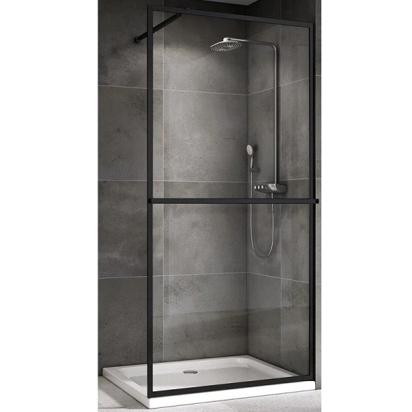 Душевая перегородка Abber Immer Offen 120 см профиль черный AG60120B (детальная фотография)