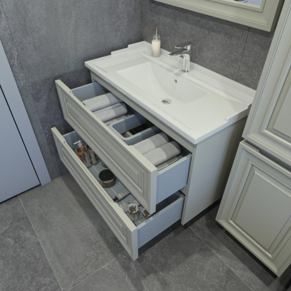 Тумба под раковину подвесная Caprigo Ponza-A 90 см Grigio Pietra 13523-030.000.00.20 (детальная фотография), подвесная, пристенная