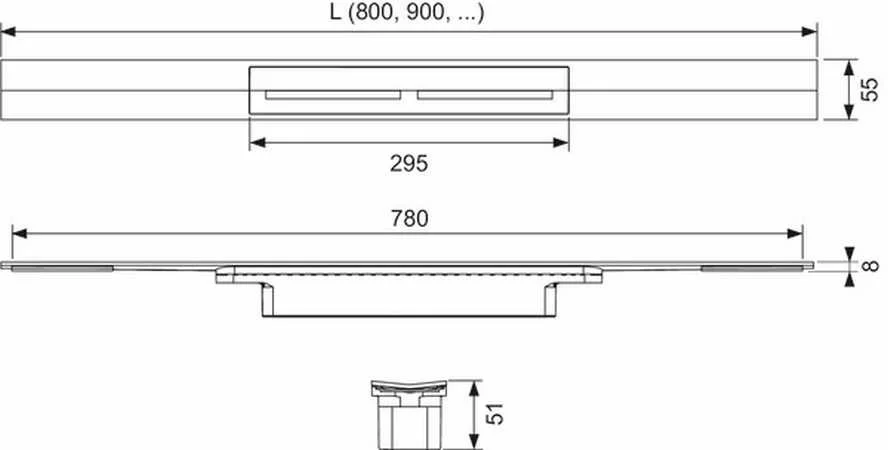 Профиль для душа Tece TECEdrainprofile 90 см сатин 670900 (детальная фотография), для монтажа в пол