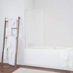 Душевая шторка на ванную профиль белый стекло прозрачное рисунок матовый Vegas-glass