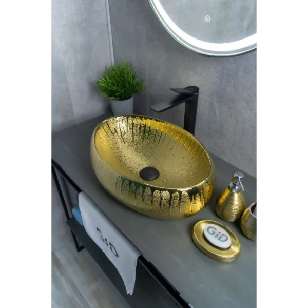 Раковина GID Lago 9030g 48 см золото 52234 (детальная фотография), керамические
