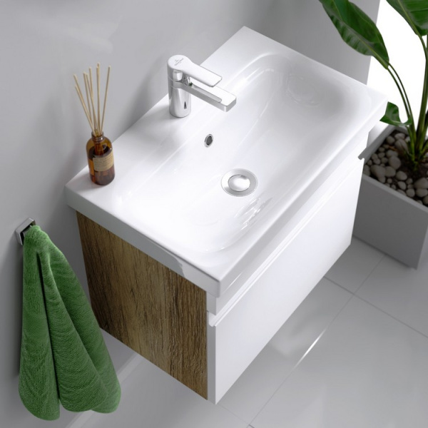 Тумба под раковину подвесная Aqwella Smart 50 см дуб балтийский SRT0105DB (детальная фотография), современная, hi-tech