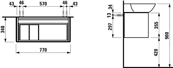 Тумба для раковины Laufen Ino 4.2540.1.030 (детальная фотография), по запросу