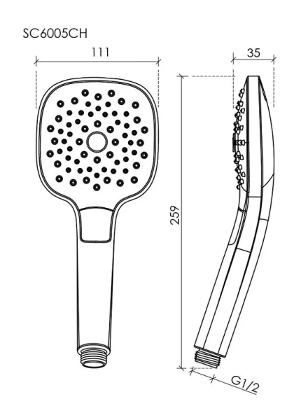 Лейка для душа Sancos Magic хром SC6005CH (детальная фотография), душевые лейки