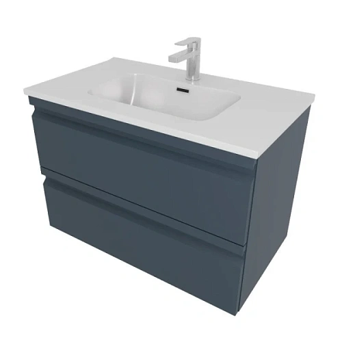 Тумба с раковиной подвесная Акватек Вега 80 см серый матовый - фото 1