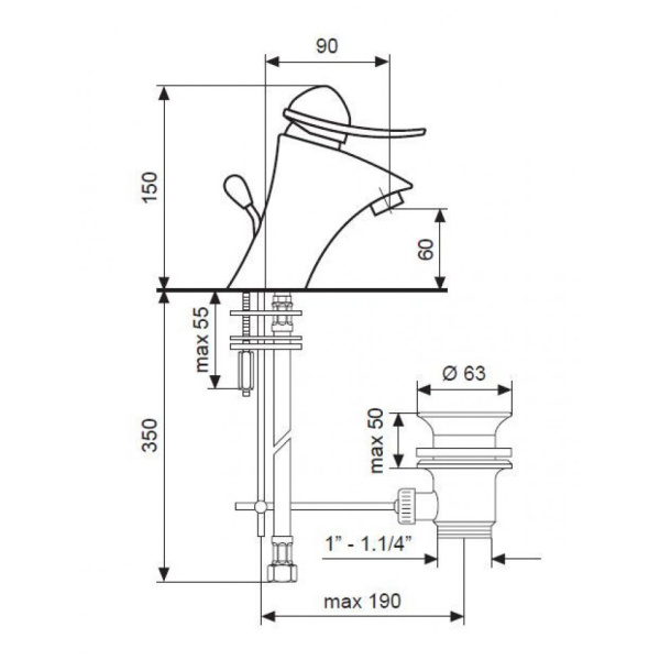 Схема (детальная фотография), для раковины