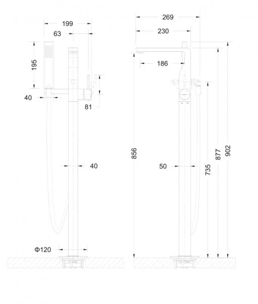 Смеситель для ванны Bravat Arc отдельностоящий F66061C-B3-ENG (детальная фотография), для ванны