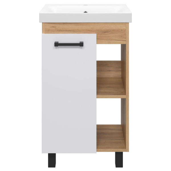 Тумба под раковину напольная Misty Крафт 50 см белая/зебрано сахара П-Кра-07050-011 (детальная фотография)