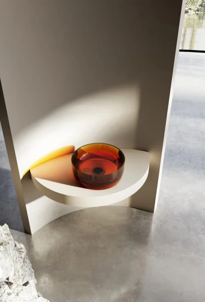 Раковина Abber Kristall 40 см коричневая AT2804Opal (детальная фотография), накладные (на столешницу), пристенные