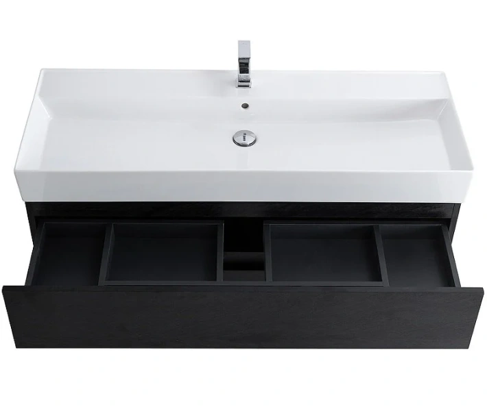 Тумба под раковину подвесная Cezares Molveno 120 см nero MOLVENO 46-120-2C-SO-NR (детальная фотография), под дерево