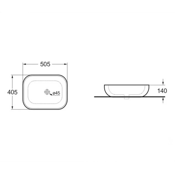 Раковина Vincea 50 см керамическая, океан матовый VBS-101MO (детальная фотография), современные, hi-tech
