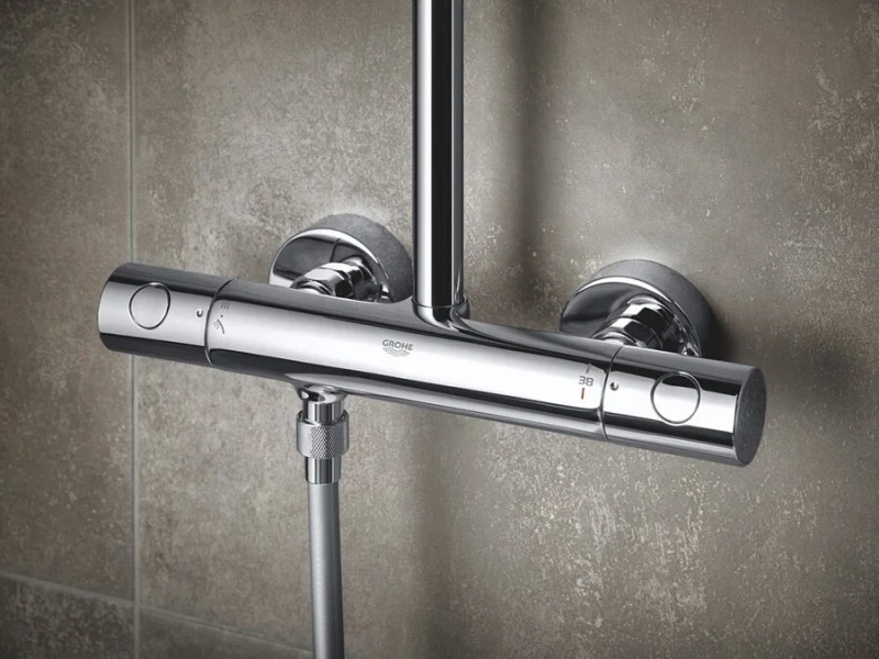 Душевая стойка Grohe Tempesta Cosmopolitan с термостатом 26670000 (детальная фотография), настенные