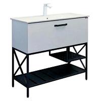 Тумба с раковиной напольная Comforty Бредфорд 90 см белая/графит