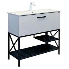 Тумба с раковиной напольная Comforty Бредфорд 90 см белая/графит