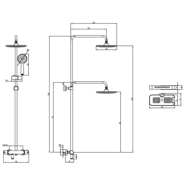Душевая стойка Lemark Tropic термостатическая LM7010C (детальная фотография), современные, hi-tech