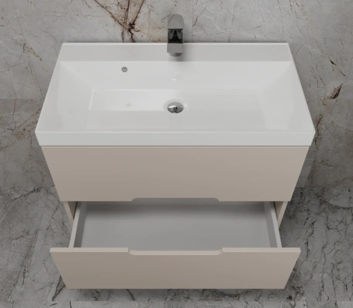 Тумба под раковину подвесная Style Line Матис 80 см крем ЛС-00002308 (детальная фотография), подвесная, пристенная