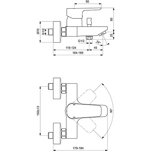 Смеситель для ванны Ideal Standard Ceraplan III хром B0718AA (детальная фотография), для ванны