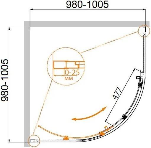 Душевой уголок Cezares Molveno 100х100 см стекло рифленое профиль хром MOLVENO-R-1-100-P-Cr (детальная фотография), современные, hi-tech