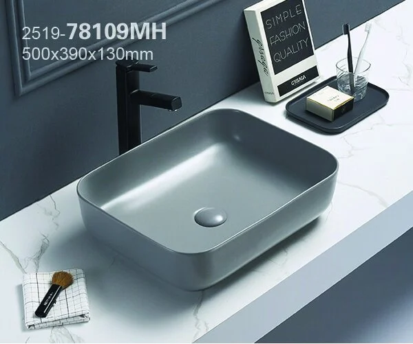 Раковина Azario 50 см светло-серая матовая AZ-78109MH (детальная фотография), накладные (на столешницу), пристенные