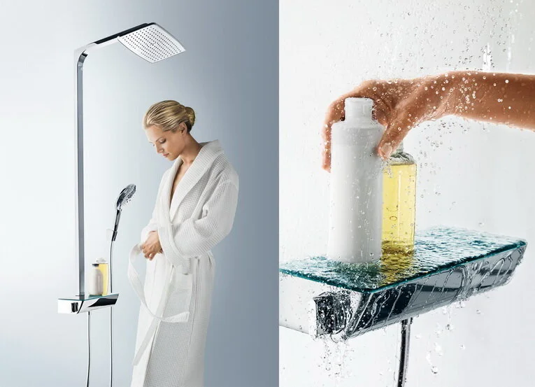 Душевая система Hansgrohe Raindance Select 27113000  хром  (детальная фотография), с тропическим душем