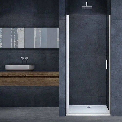 Душевая дверь в нишу Vincea Alpha 70 см профиль хром, стекло прозрачное - фото 1