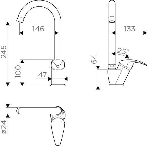 Смеситель для кухни Omoikiri Umi-DC темный шоколад 4994271 (детальная фотография), для кухни