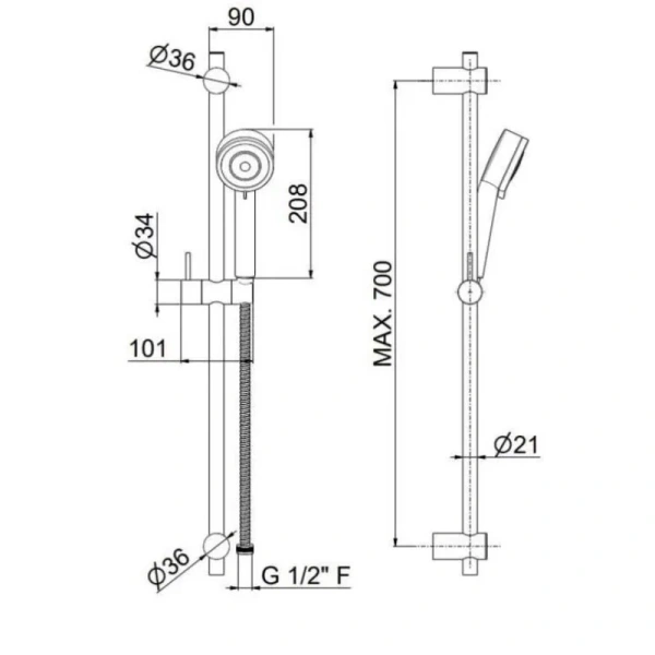 Душевой гарнитур Kerama Marazzi Nota хром 16182KM.21.018 (детальная фотография), душевые гарнитуры