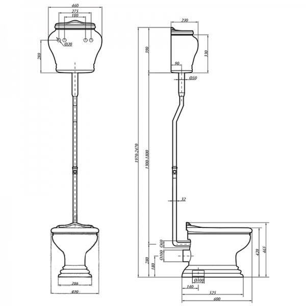 Схема (детальная фотография), с высоким бачком