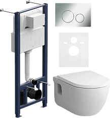 Унитаз с инсталляцией Am.Pm Like с клавишей хром