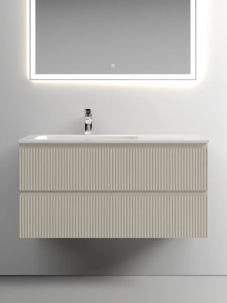 Тумба под раковину подвесная Sancos Snob T 100 см левая, beige soft SNT100LCE (детальная фотография), современная, hi-tech