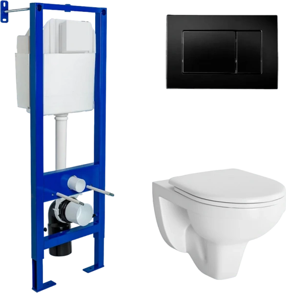 Унитаз с инсталляцией BERGES Gamma клавиша черная 042431 (детальная фотография)