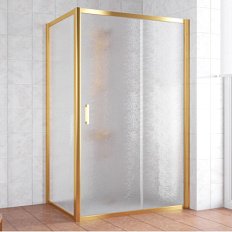 Душевой уголок профиль золотой стекло шиншилла Vegas-glass